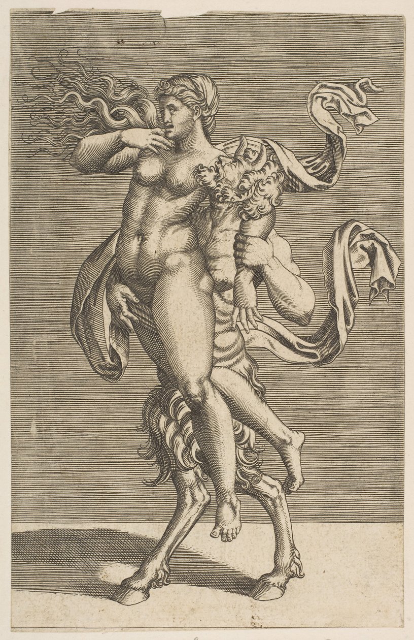 Sátiro llevando a una ninfa sujetando su brazo derecho, ca. 1515-1600 de Unbekannt
