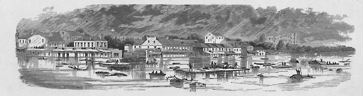 Escena en Baton Rouge durante las inundaciones de 1874, 1883 de Unbekannt