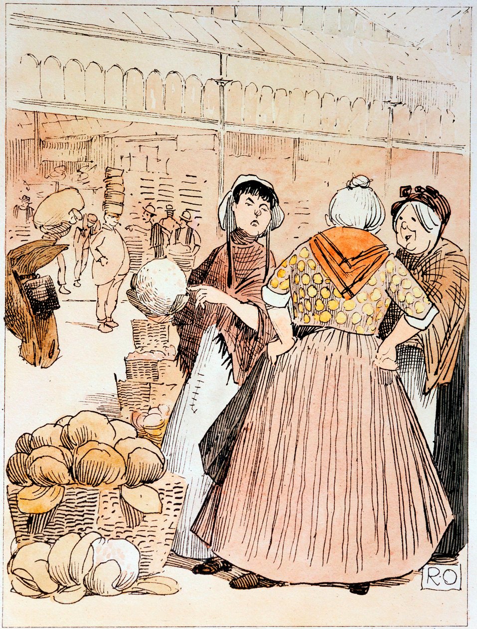 Escena en el mercado de frutas y verduras de Covent Garden, Londres, principios del siglo XX de Unbekannt