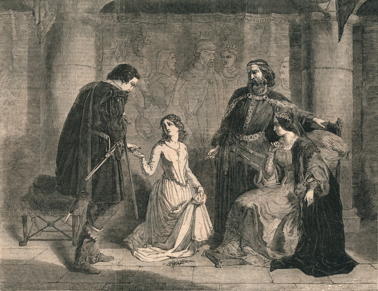 Escena de Hamlet - Rey, Ofelia y Laertes, 1852 de Unbekannt