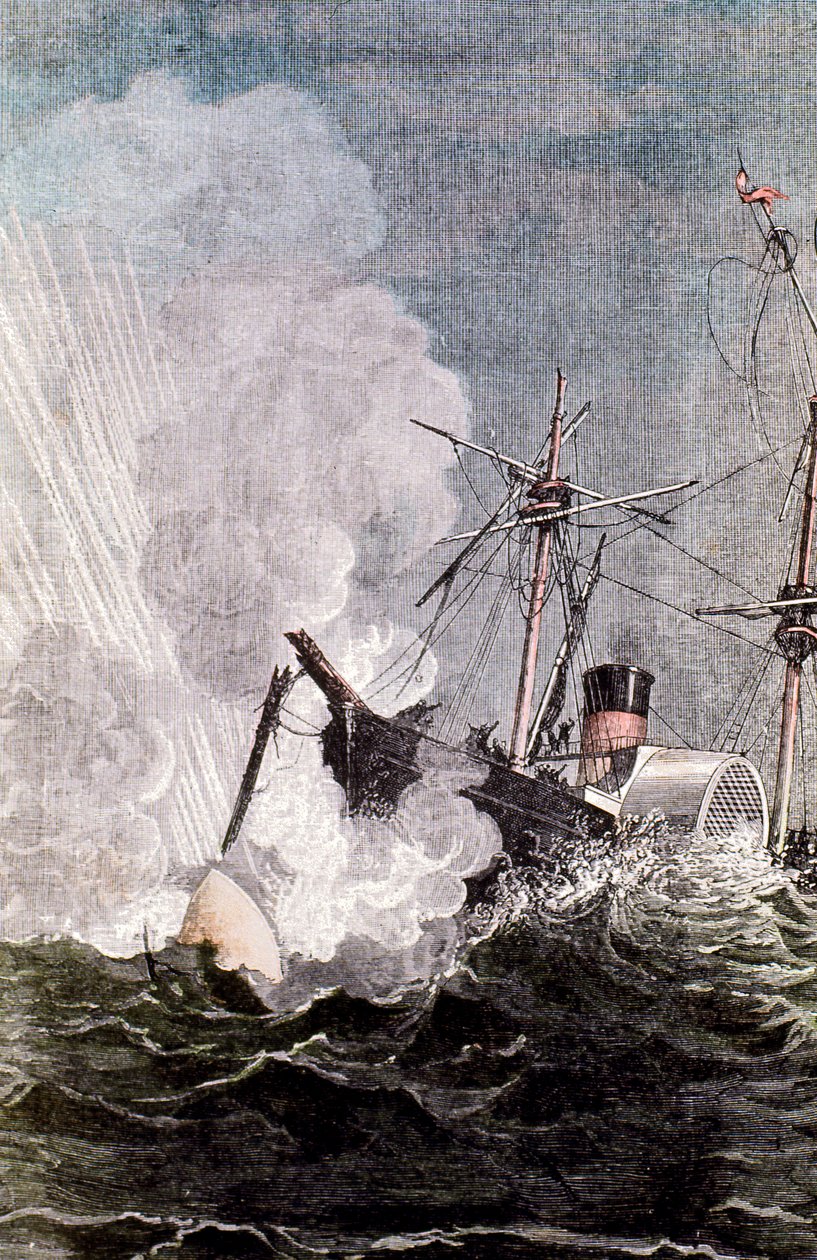 Escena de De la Tierra a la Luna de Jules Verne, 1865 de Unbekannt