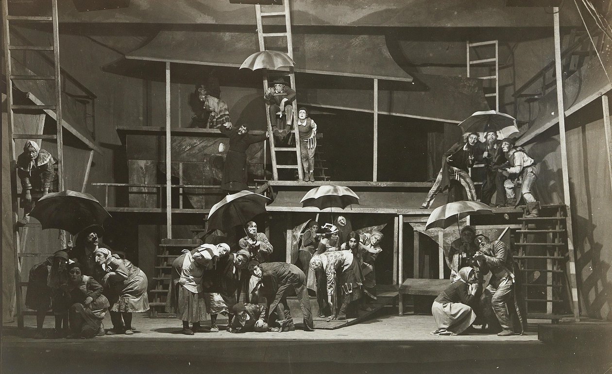 Escena de La Bruja de Abraham Goldfaden, Teatro Estatal Judío de Cámara, Moscú, 1921 de Unbekannt