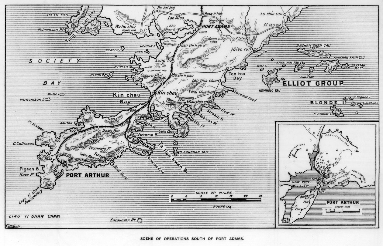 Escena de operaciones al sur de Port Adams, Manchuria, Guerra Ruso-Japonesa, 1905 de Unbekannt