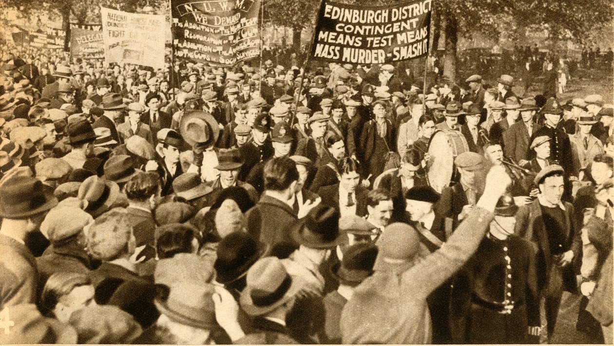Manifestantes escoceses, protestas de la Prueba de Medios, Hyde Park, Londres, 1932 de Unbekannt