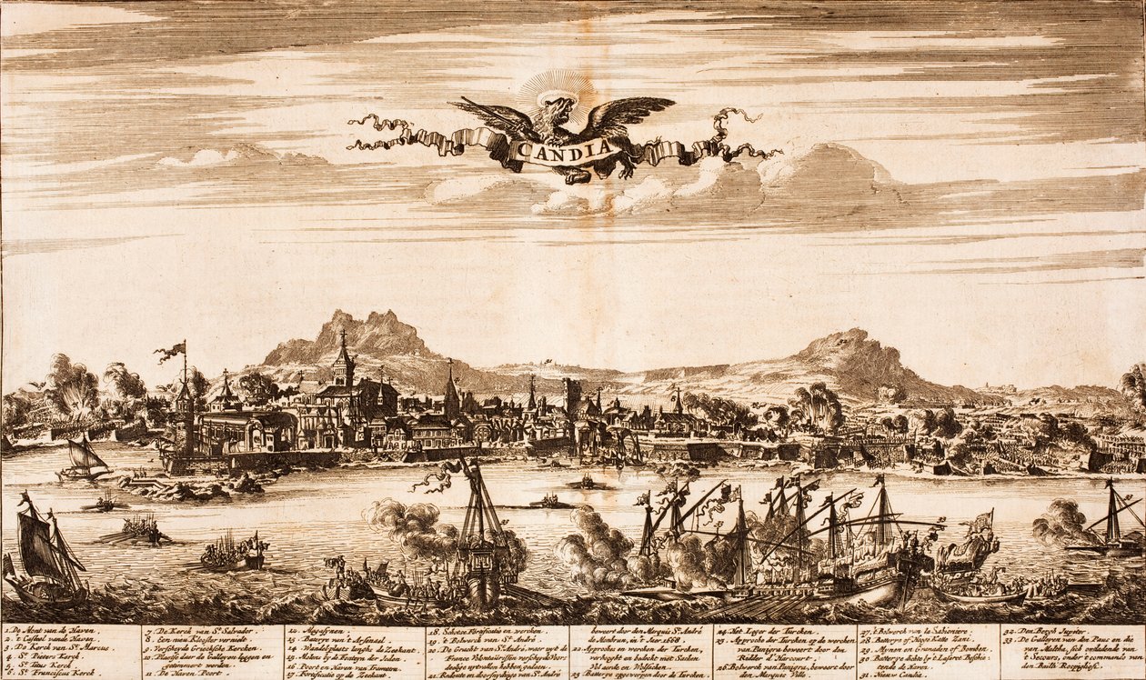 Batalla naval durante el sitio de Candia, de: Schauplatz des Krieges de Unbekannt