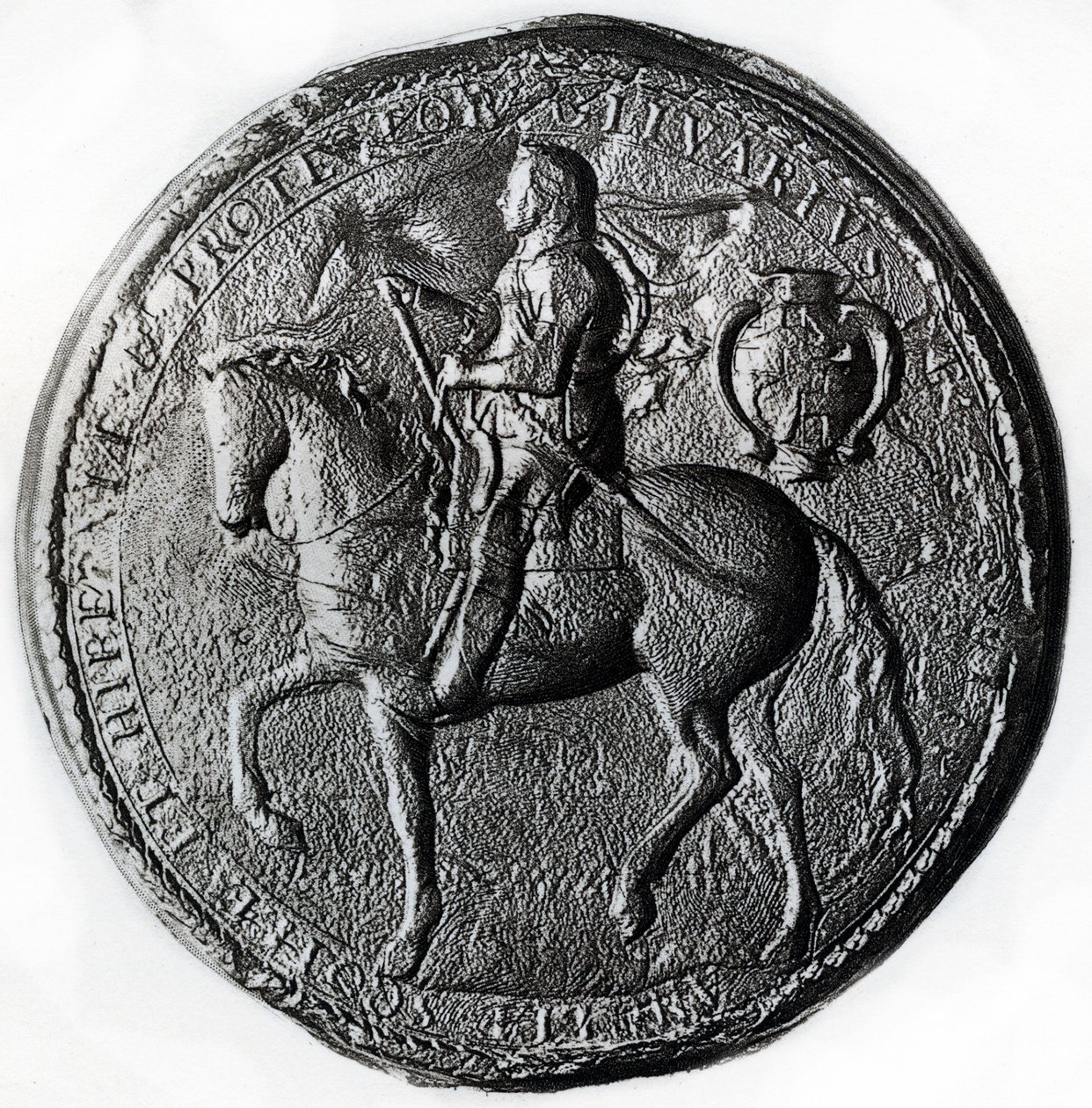 Sello del Protectorado con Oliver Cromwell a caballo, siglo XVII, 1899 de Unbekannt