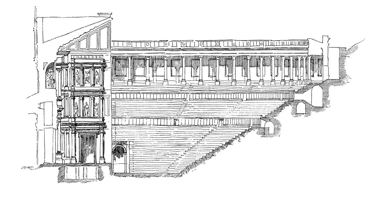 Sección del Teatro Galo Romano en Orange, Provenza, Francia, 1895 de Unbekannt