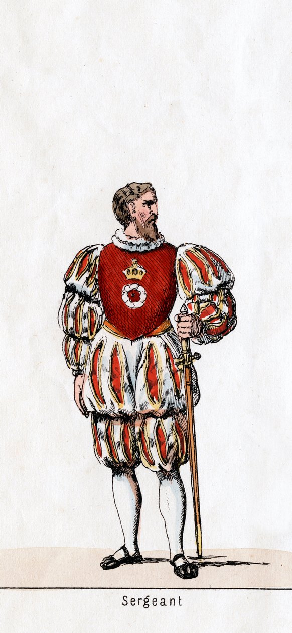 Sargento, diseño de vestuario para la obra de Shakespeare, Enrique VIII, siglo XIX de Unbekannt