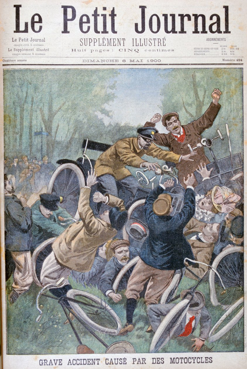 Accidente grave causado por bicicletas, París, 1900 de Unbekannt
