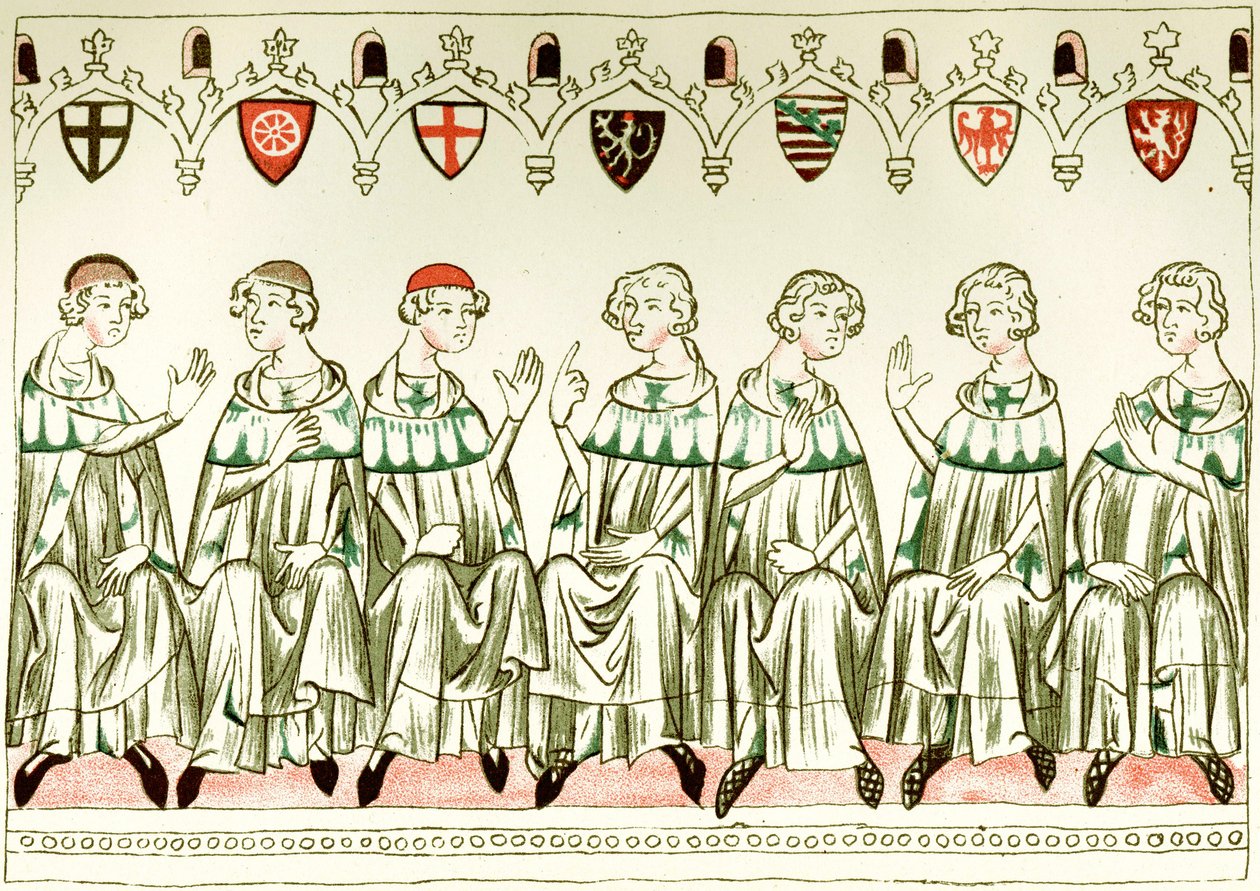Siete Príncipes Electores votando por Enrique VII, Emperador del Sacro Imperio Romano (copia de una miniatura del Balduineum, 1341) de Unbekannt