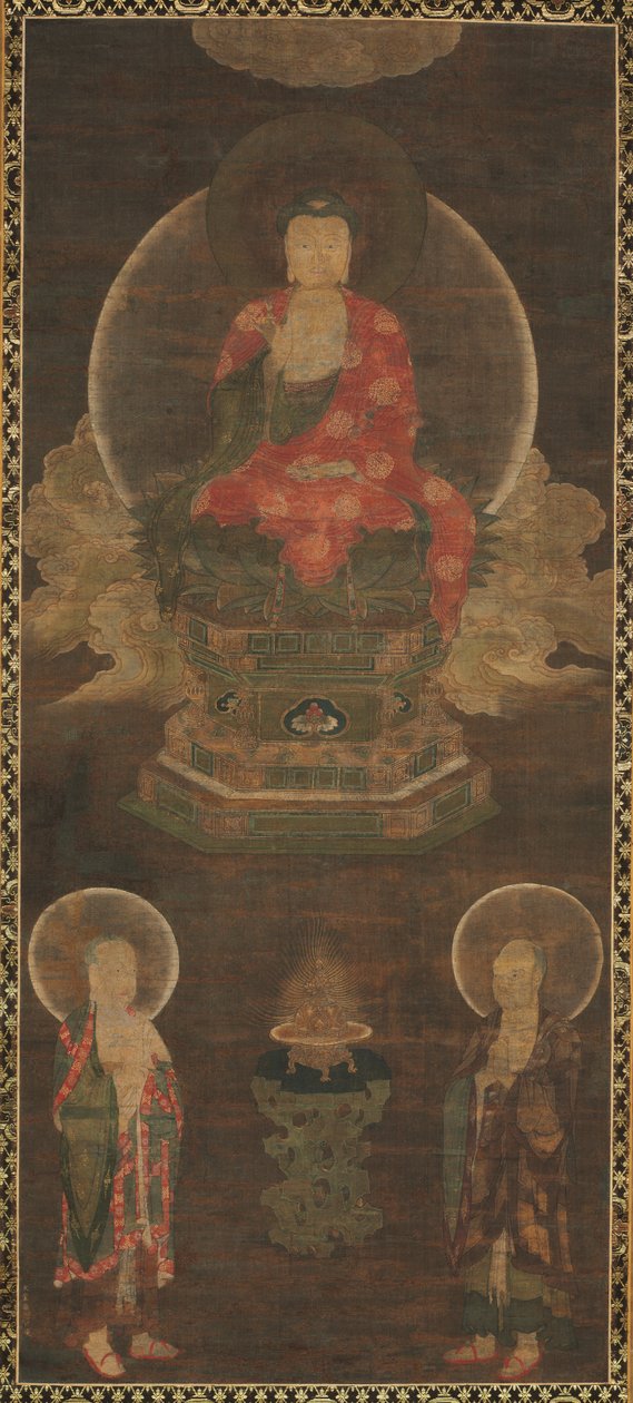Tríada de Shakyamuni: Buda acompañado por Manjushri y Samantabhadra de Unbekannt