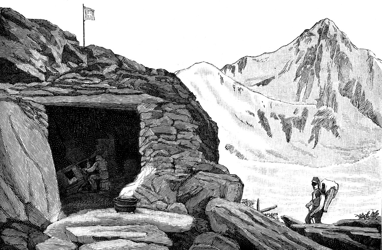 Refugio construido por el glaciólogo Louis Agassiz, glaciar Aar, Suiza, 1840 1885 de Unbekannt