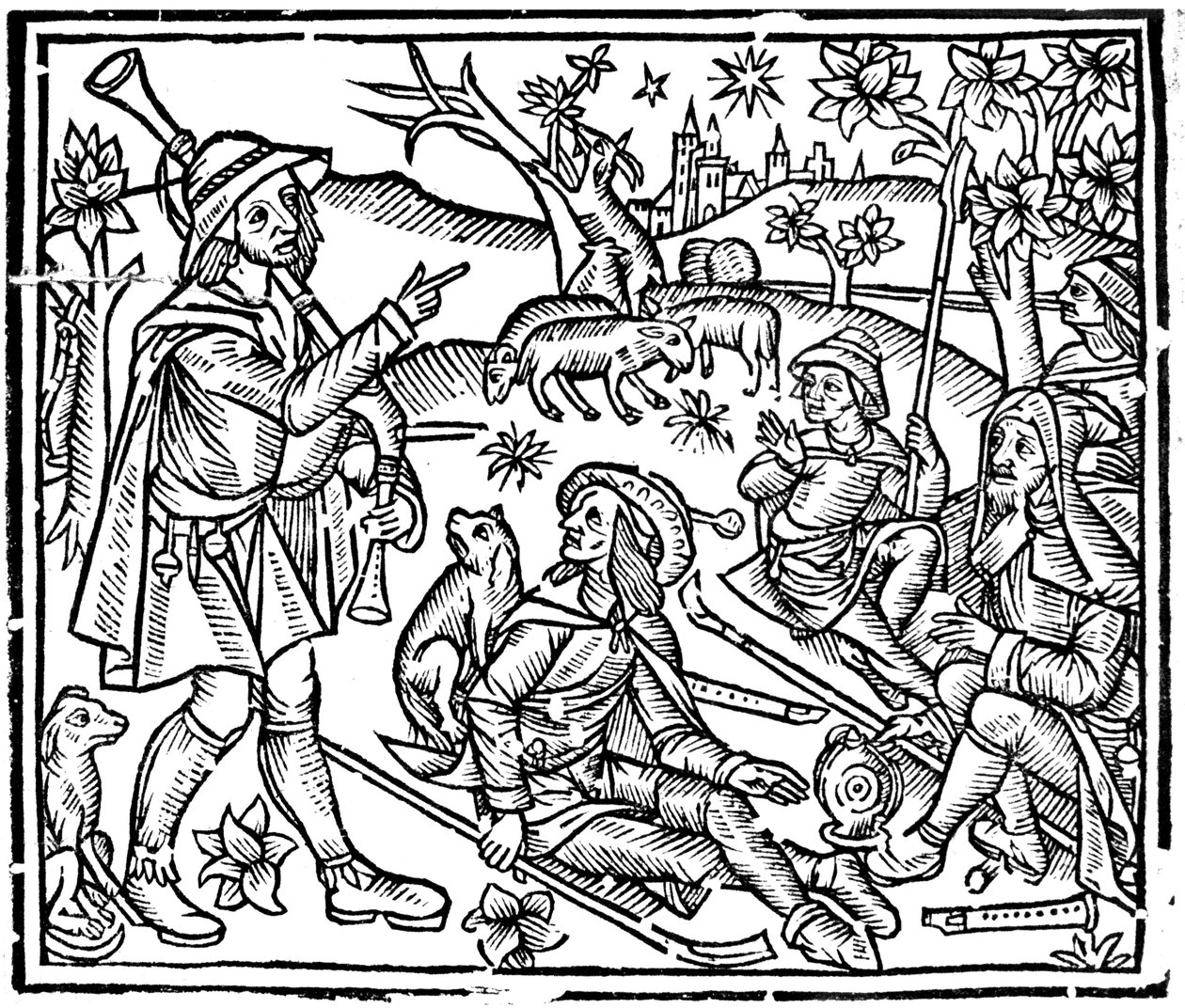 Pastores con sus rebaños y perros, principios del siglo XVI de Unbekannt