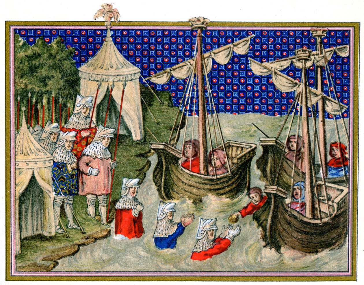 Barcos trayendo provisiones al ejército inglés, campaña de Ricardo II en Irlanda, 1399 de Unbekannt
