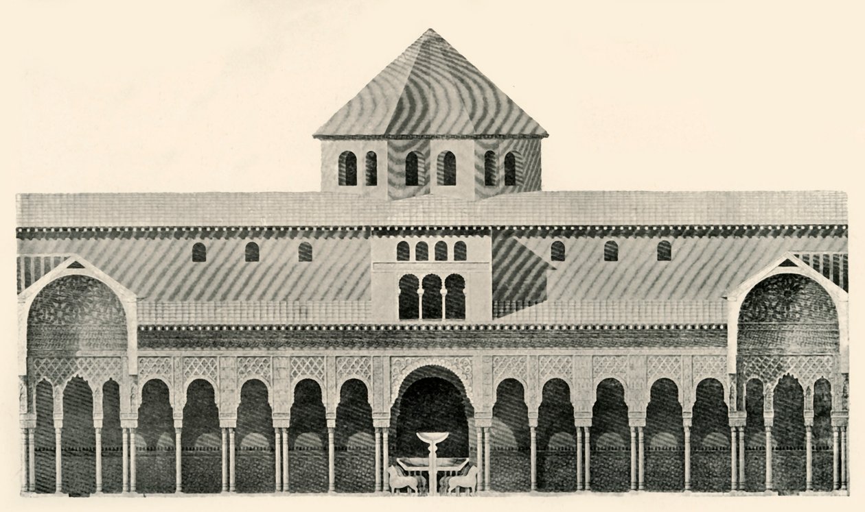 Elevación lateral del Patio de los Leones y la Fuente, siglo XIX, 1907 de Unbekannt