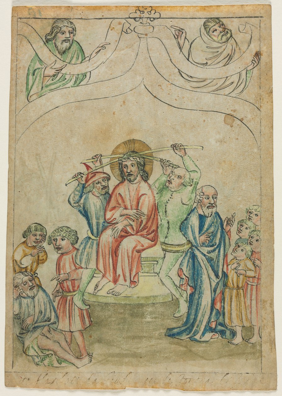 Hoja Única de una Biblia Pauperum: Cristo Cargando la Cruz verso, c. 1410 de Unbekannt