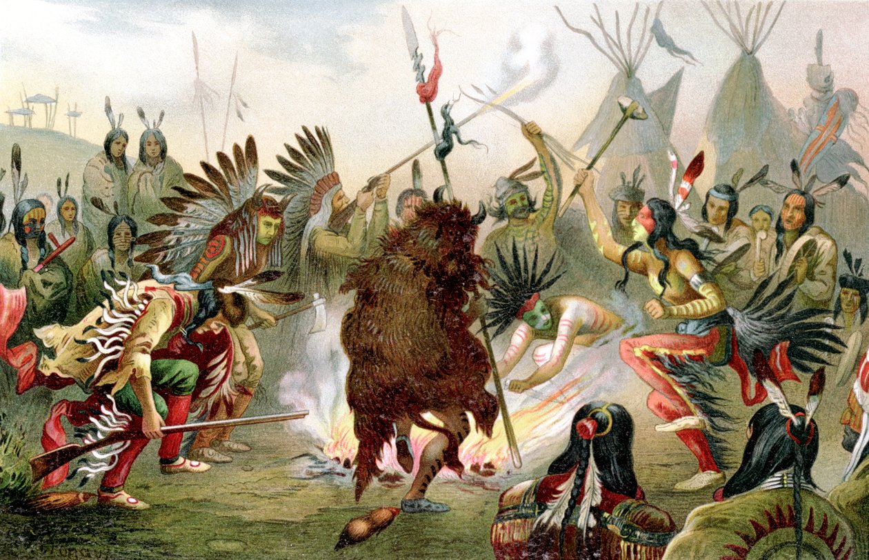 Danza de guerra Sioux, 1888 de Unbekannt