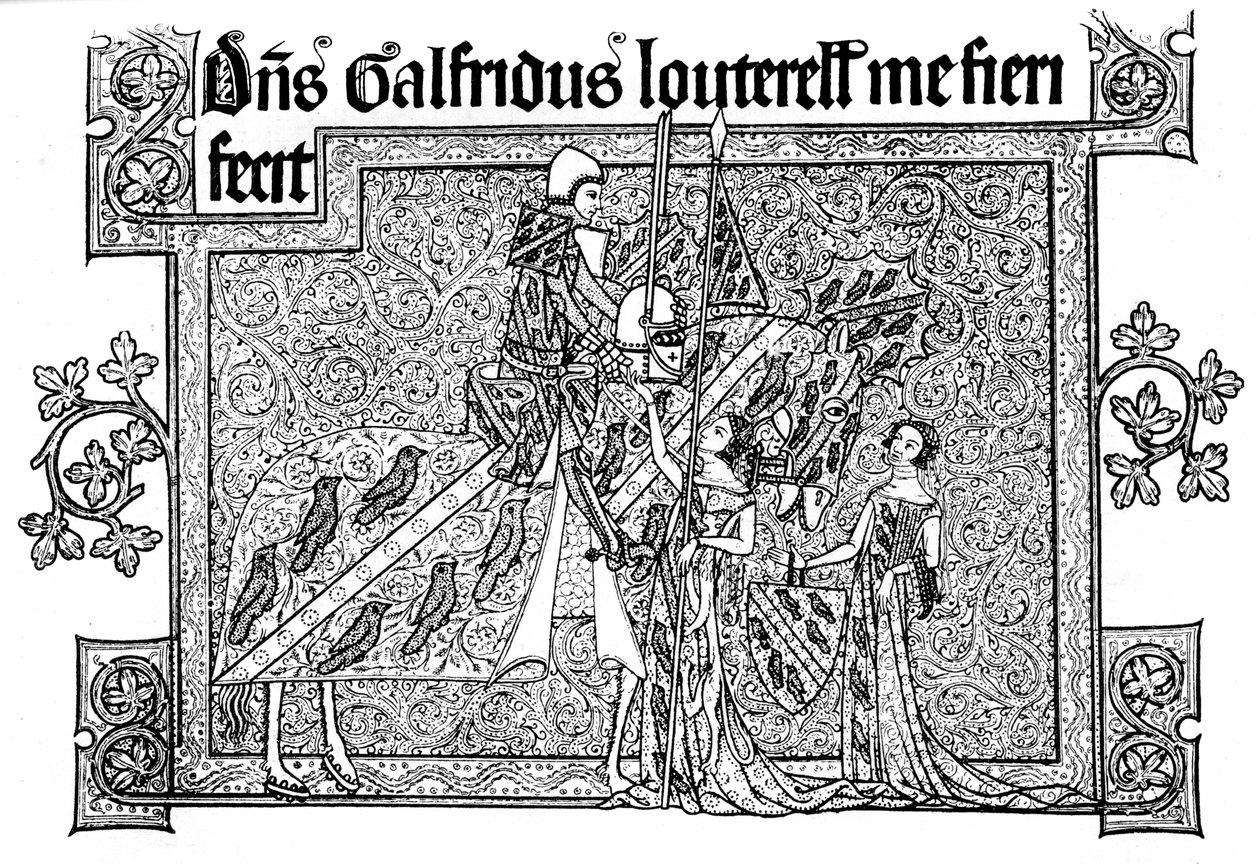 Sir Geoffrey Luttrell, su esposa y su nuera, 1340, 1892 de Unbekannt