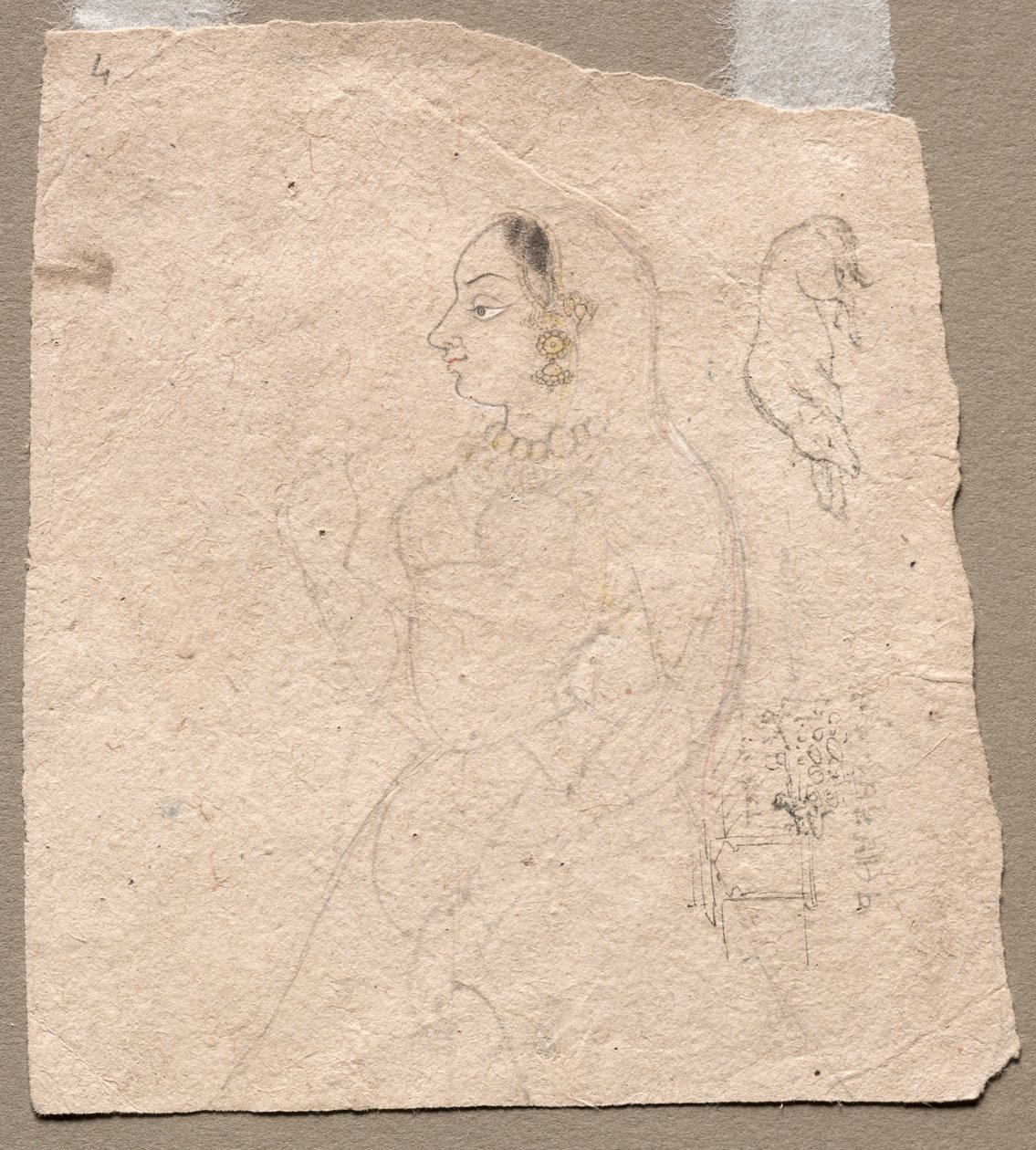 Boceto de una mujer con un elefante y otros animales en el reverso, 1700s de Unbekannt