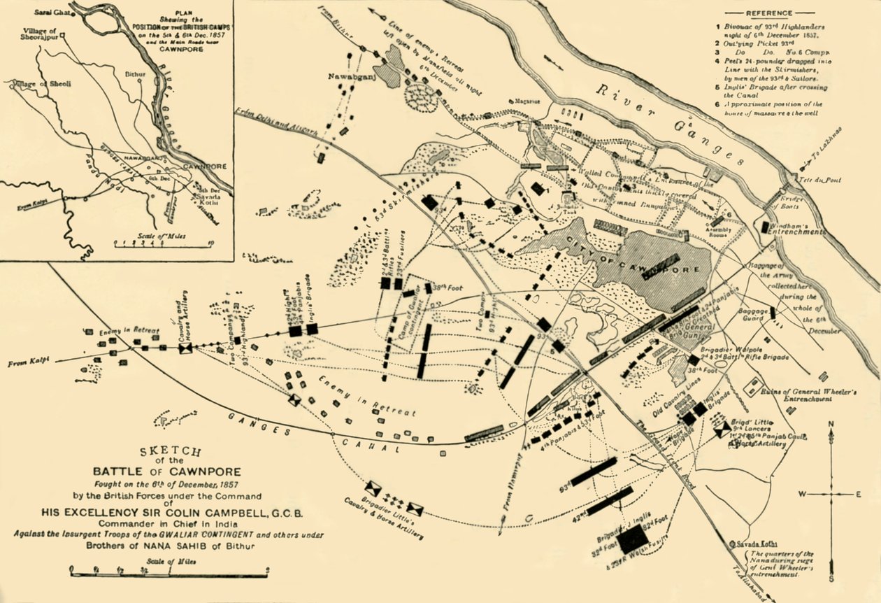 Boceto de la Batalla de Cawnpore de Unbekannt