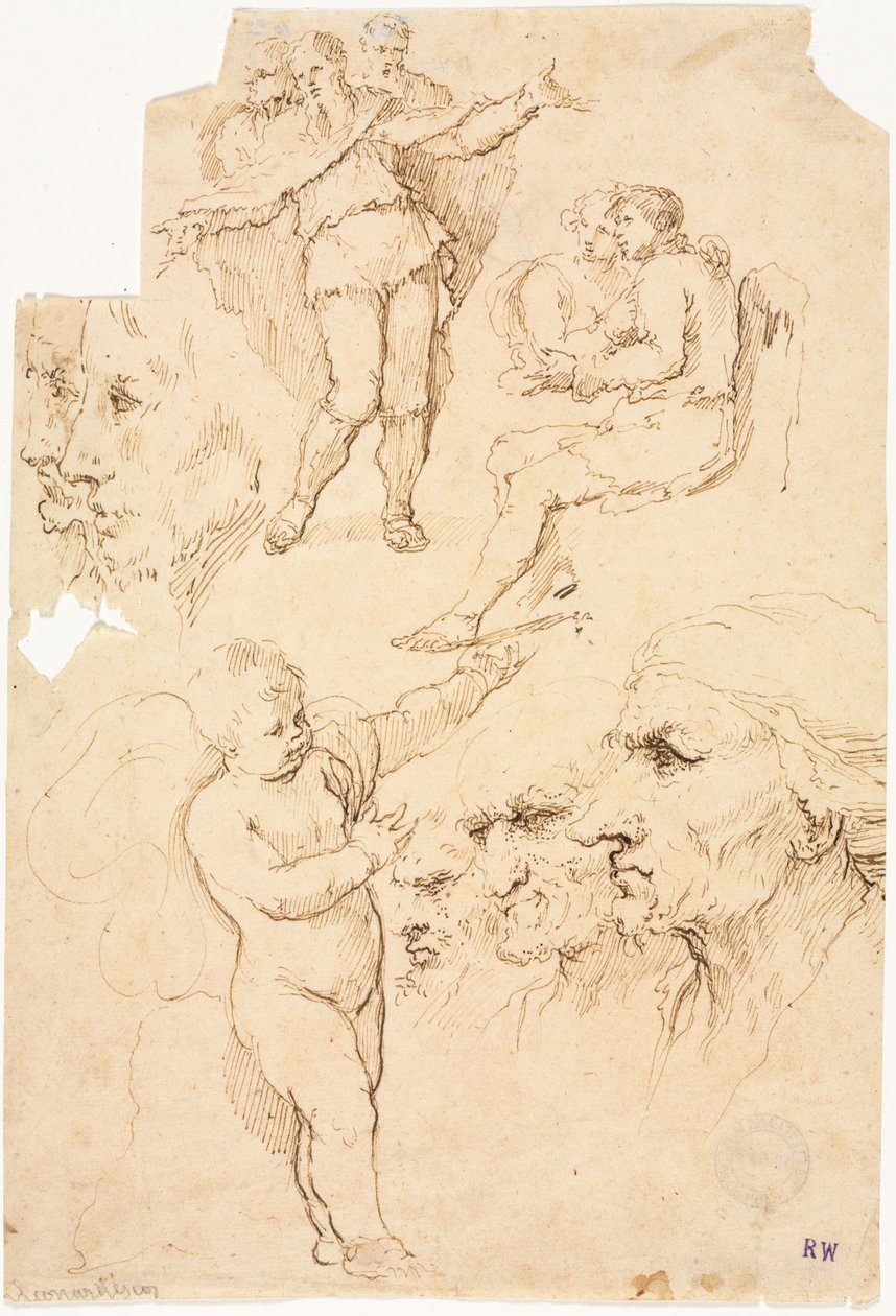 Bocetos de cabezas y figuras, 1600s de Unbekannt