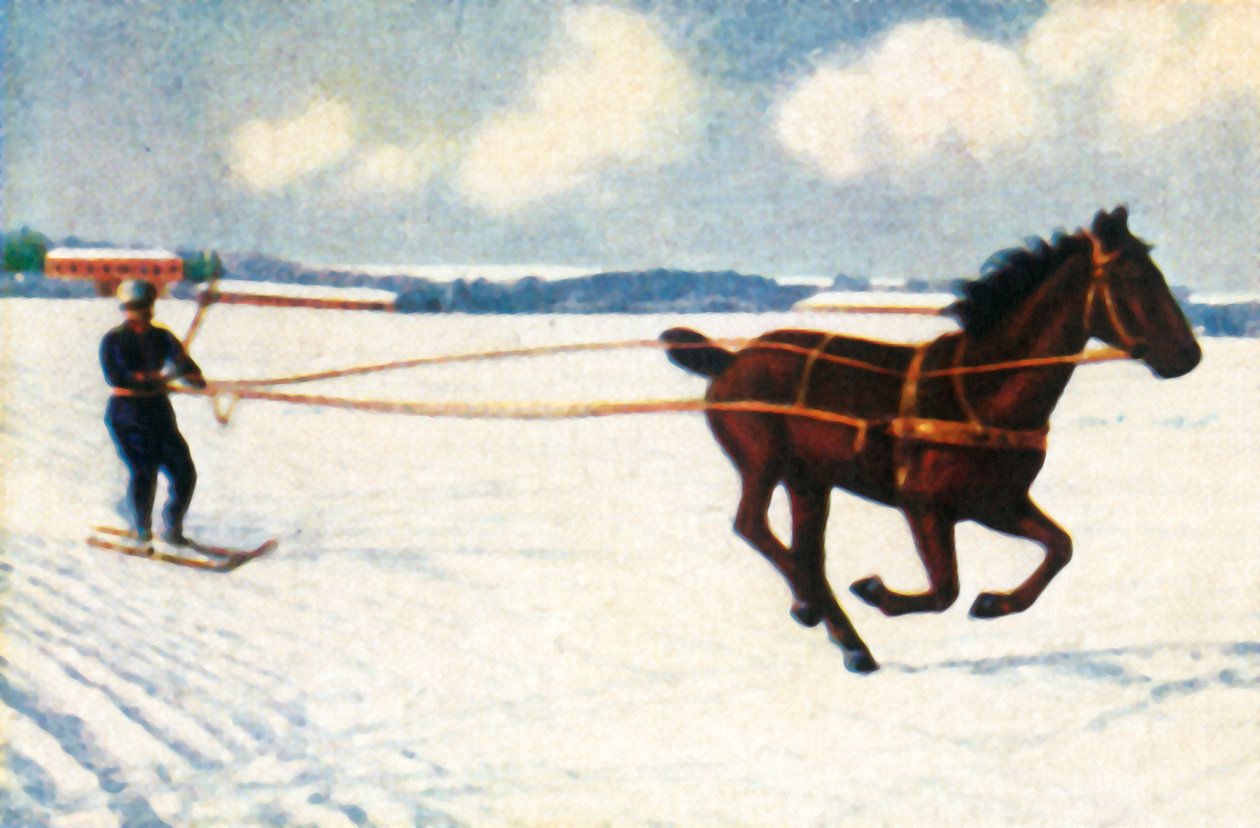 Skijöring en Suecia, c1928 de Unbekannt