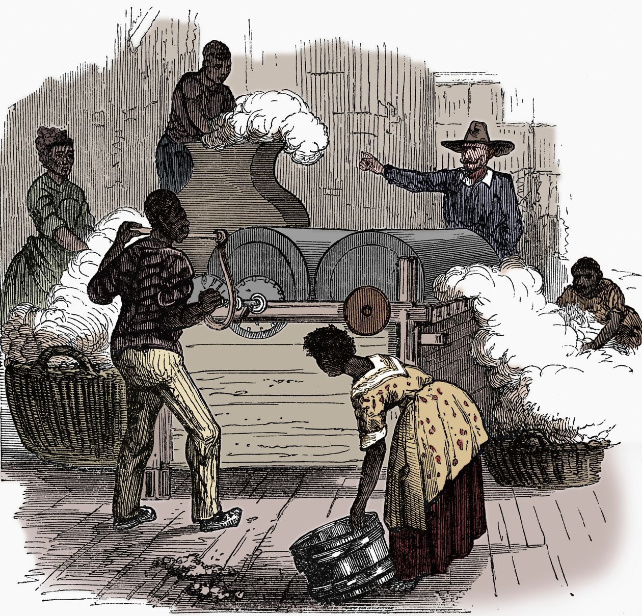 Trabajo esclavo en una plantación de algodón en los estados del sur de América, 1860 de Unbekannt