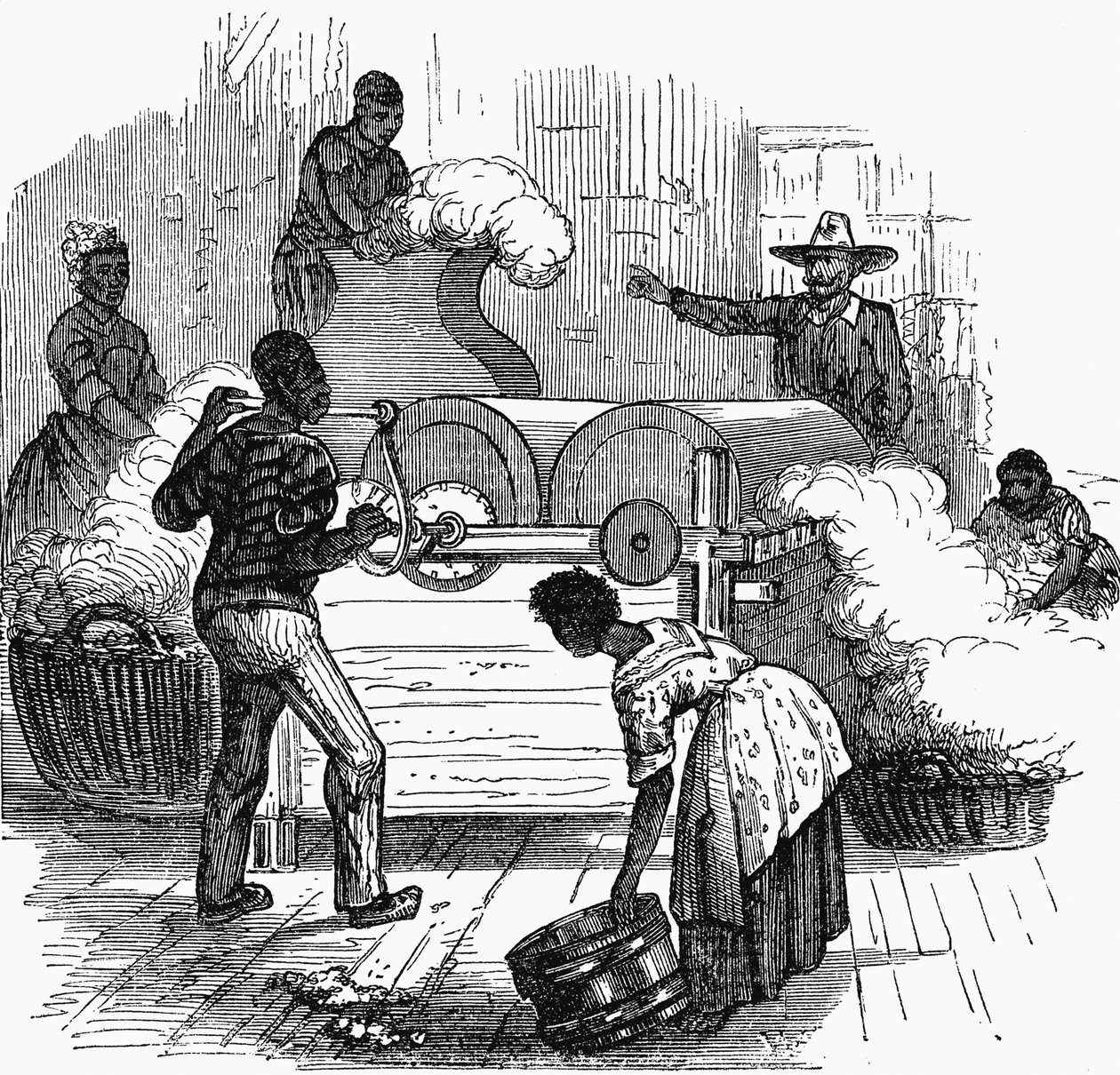 Trabajo esclavo en una plantación de algodón en los estados del sur de América, 1860 de Unbekannt