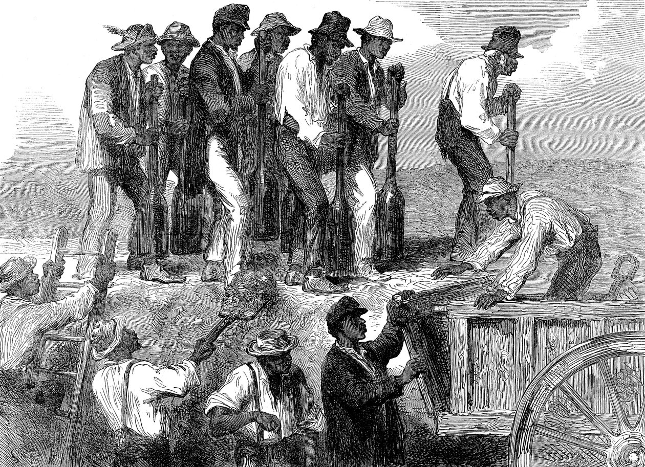 Trabajo esclavo fortaleciendo las fortificaciones de Savannah, Georgia, Guerra Civil Americana de Unbekannt