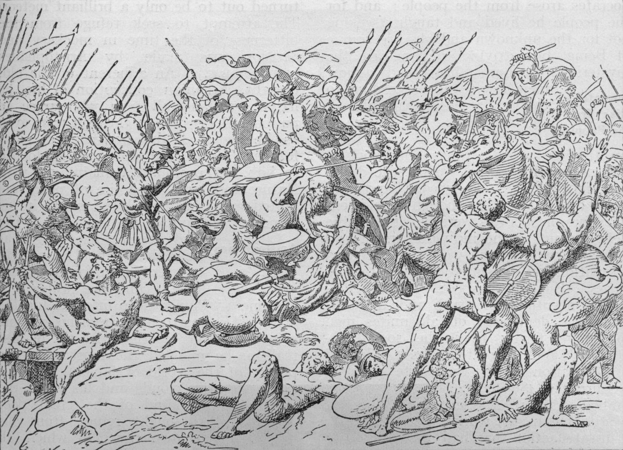 Sócrates en la Batalla de Potidea, 432 a.C. 1908 de Unbekannt