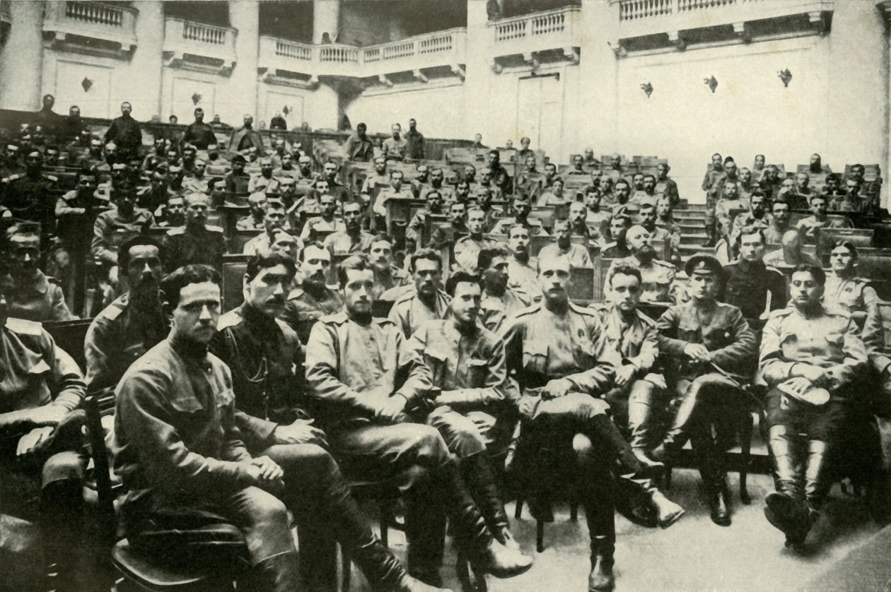 Delegados soldados de los ejércitos rusos en la Duma, 1919 de Unbekannt