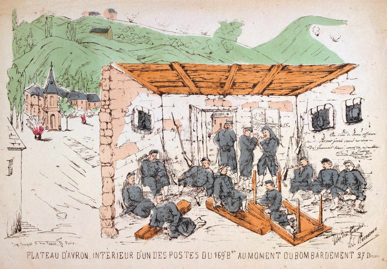 Soldados dentro de un edificio durante un bombardeo, Guerra Franco-Prusiana, diciembre de 1870 de Unbekannt
