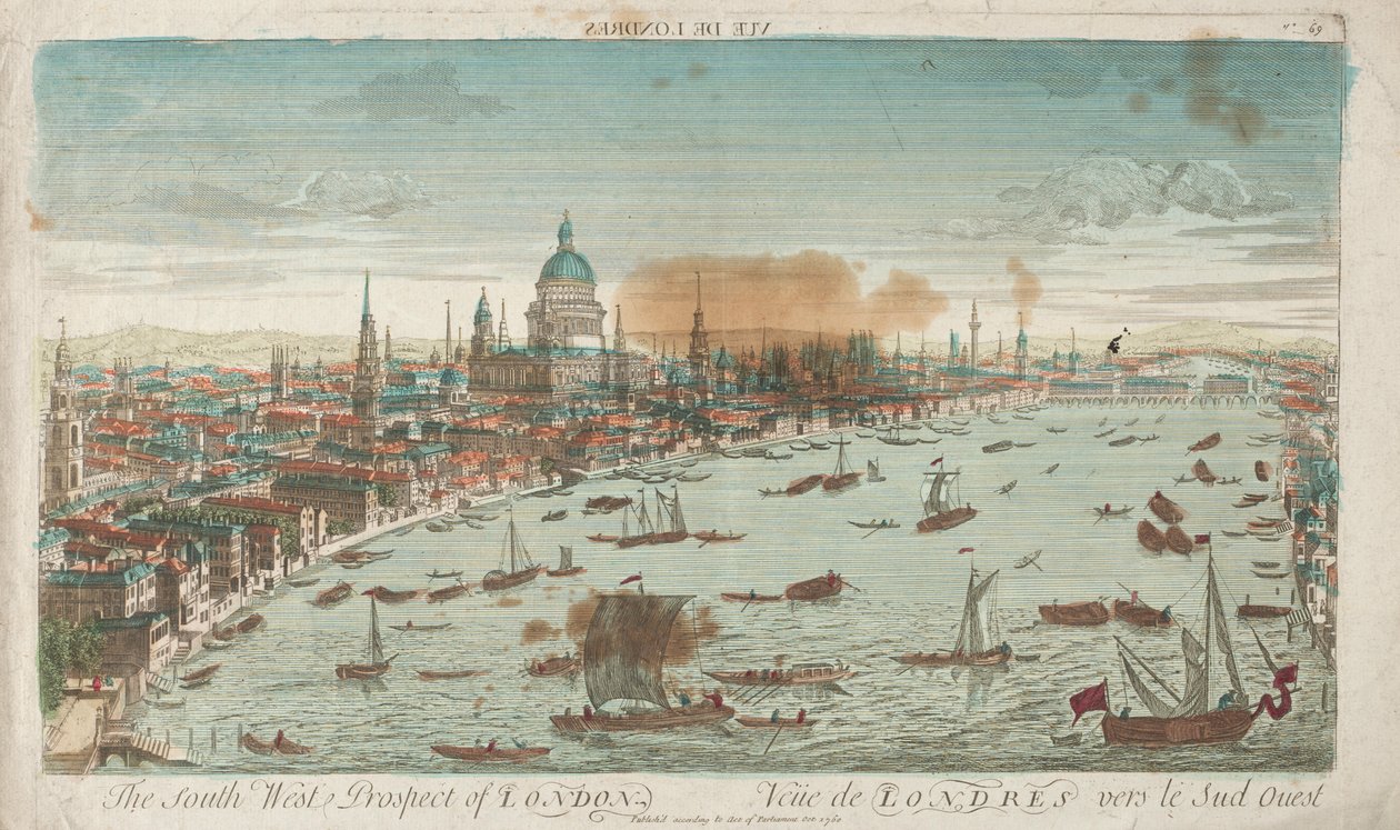 Perspectiva suroeste de Londres, 1760 de Unbekannt
