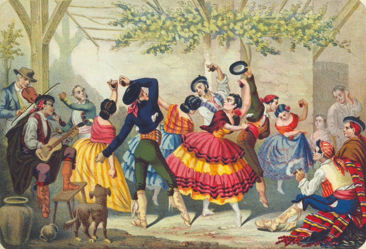 Bailarines españoles, mediados del siglo XIX de Unbekannt