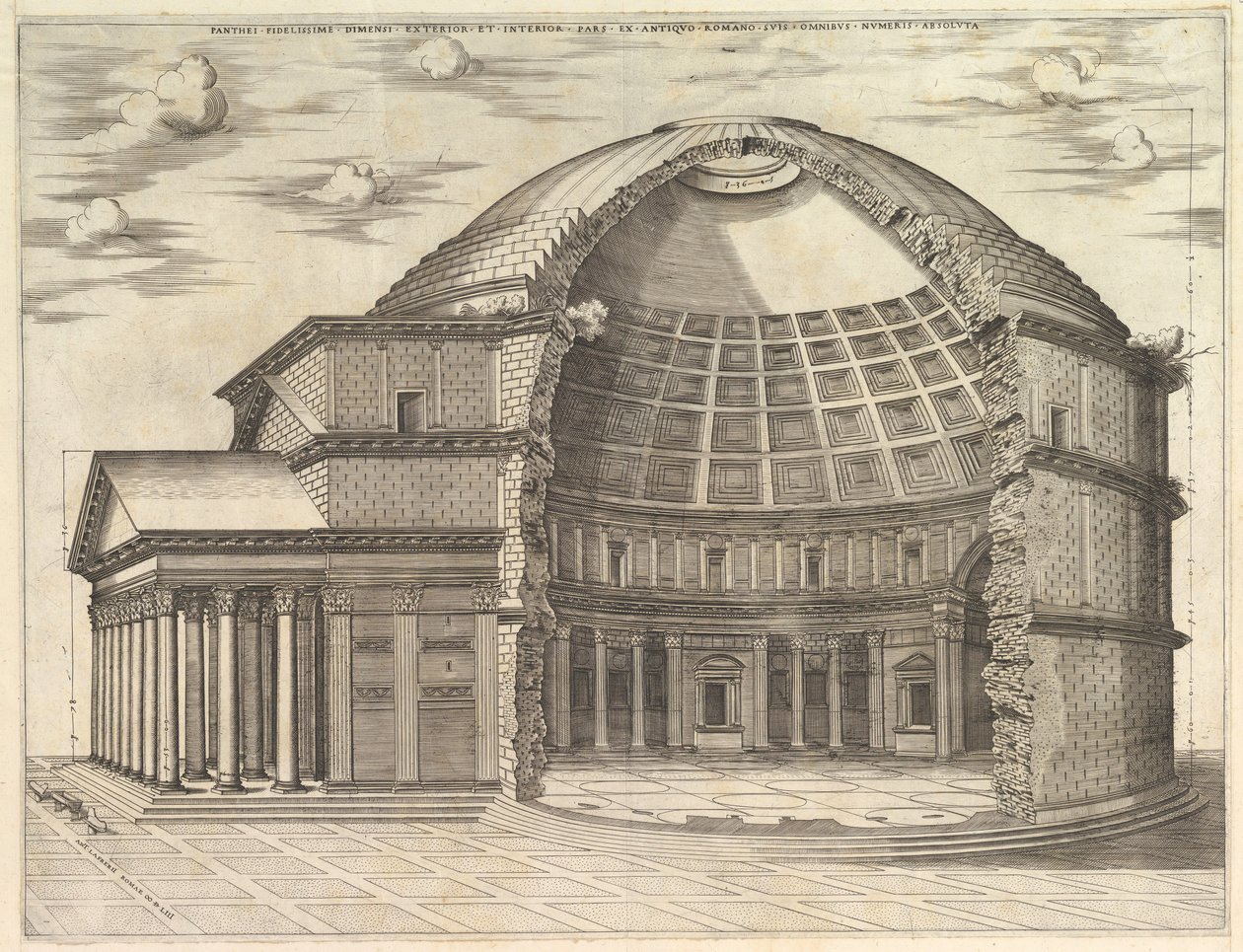 Speculum Romanae Magnificentiae: El Panteón, roto para mostrar el interior, 1553 de Unbekannt