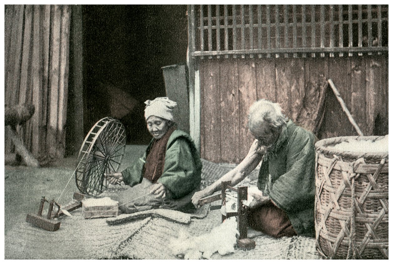 Hilando algodón, Japón, 1904 de Unbekannt