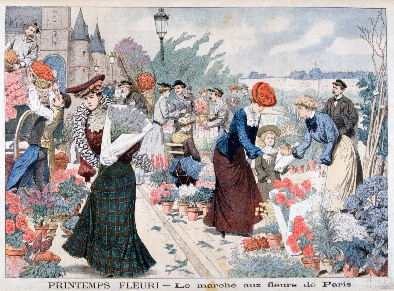 Flores de primavera en un mercado, París, 1903 de Unbekannt