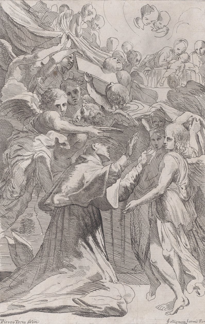 San Carlos Borromeo rodeado de ángeles, 1650-70 de Unbekannt