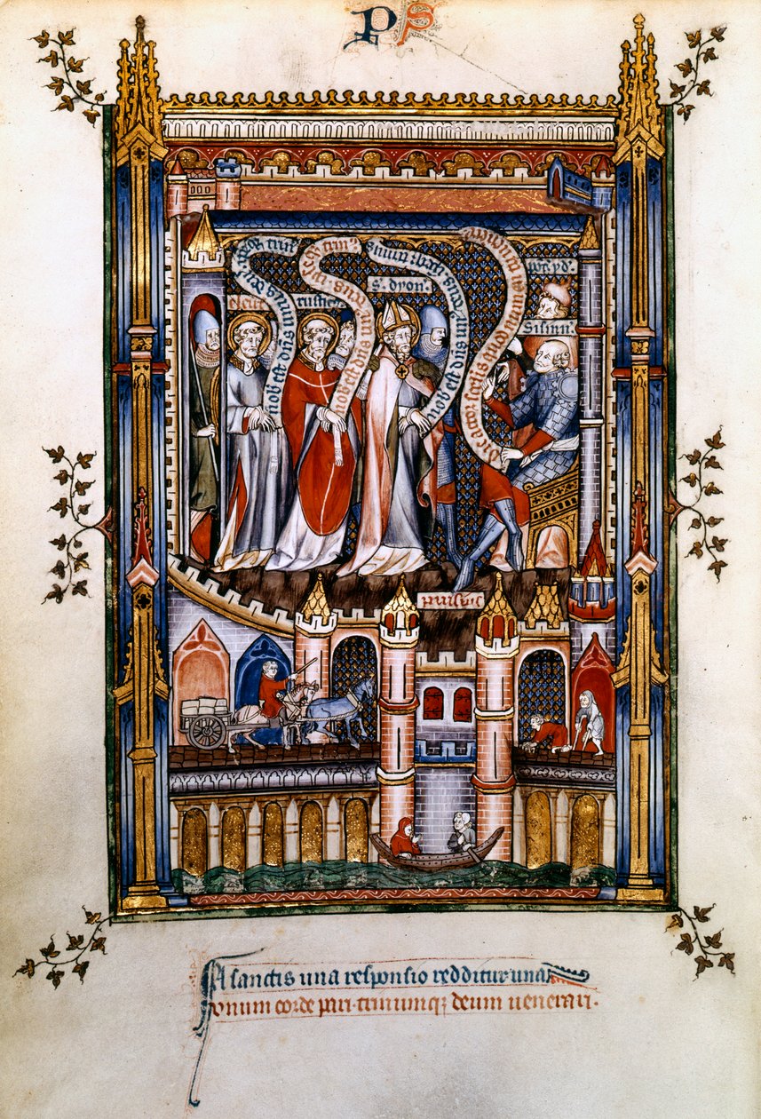 San Denis, San Rústico y San Eleuterio ante Sisinnius, 1317 de Unbekannt