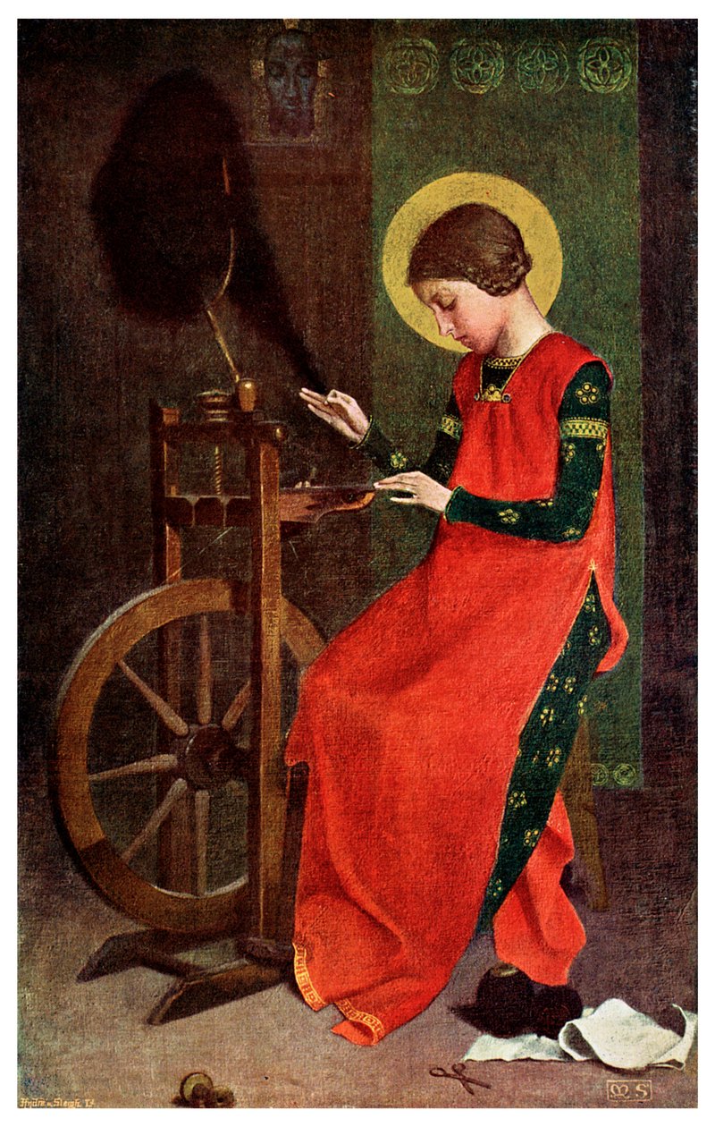 Santa Isabel de Hungría hilando lana para los pobres, 1901 de Unbekannt