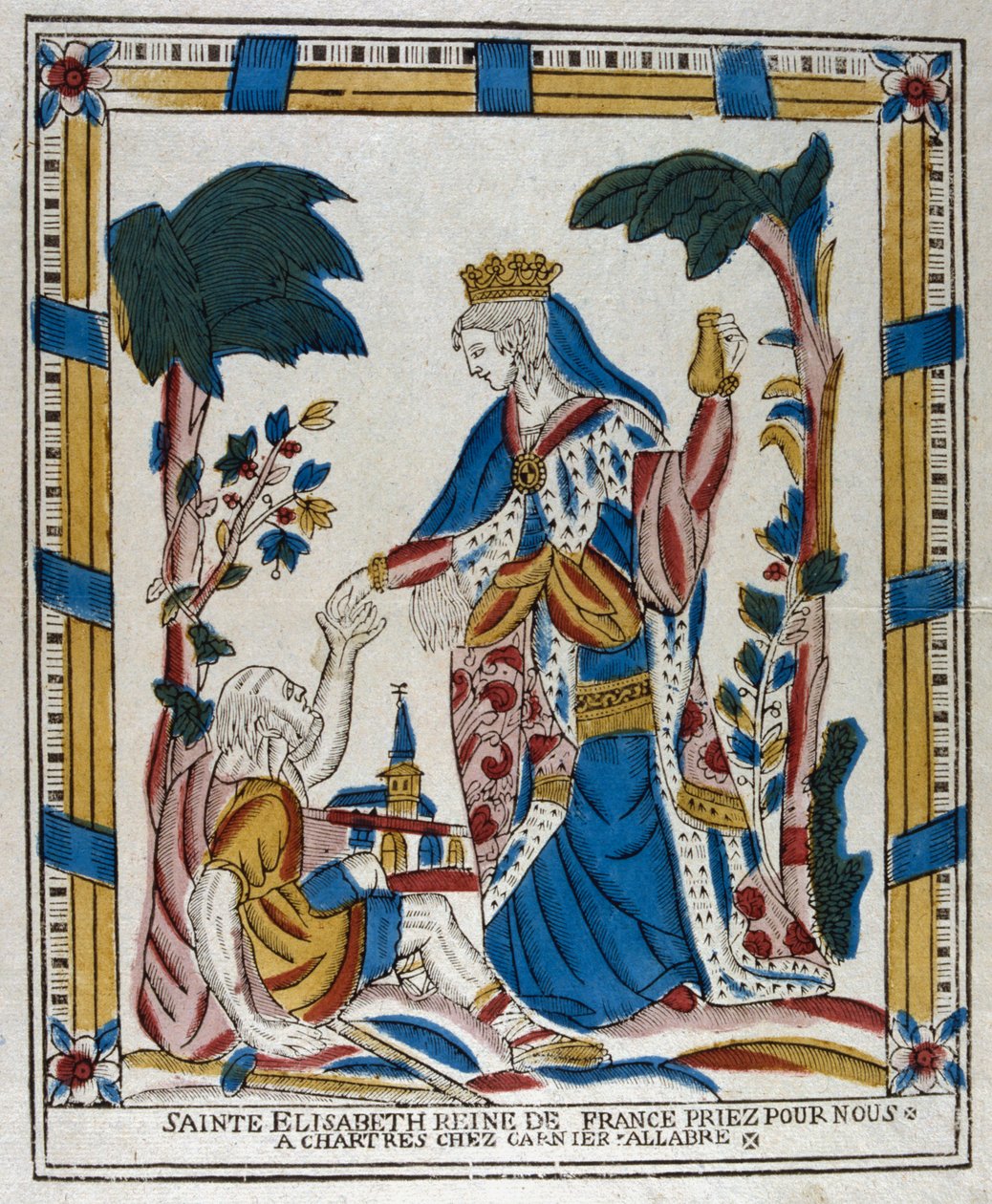 Santa Isabel de Hungría dando limosna a un mendigo, siglo XVIII de Unbekannt