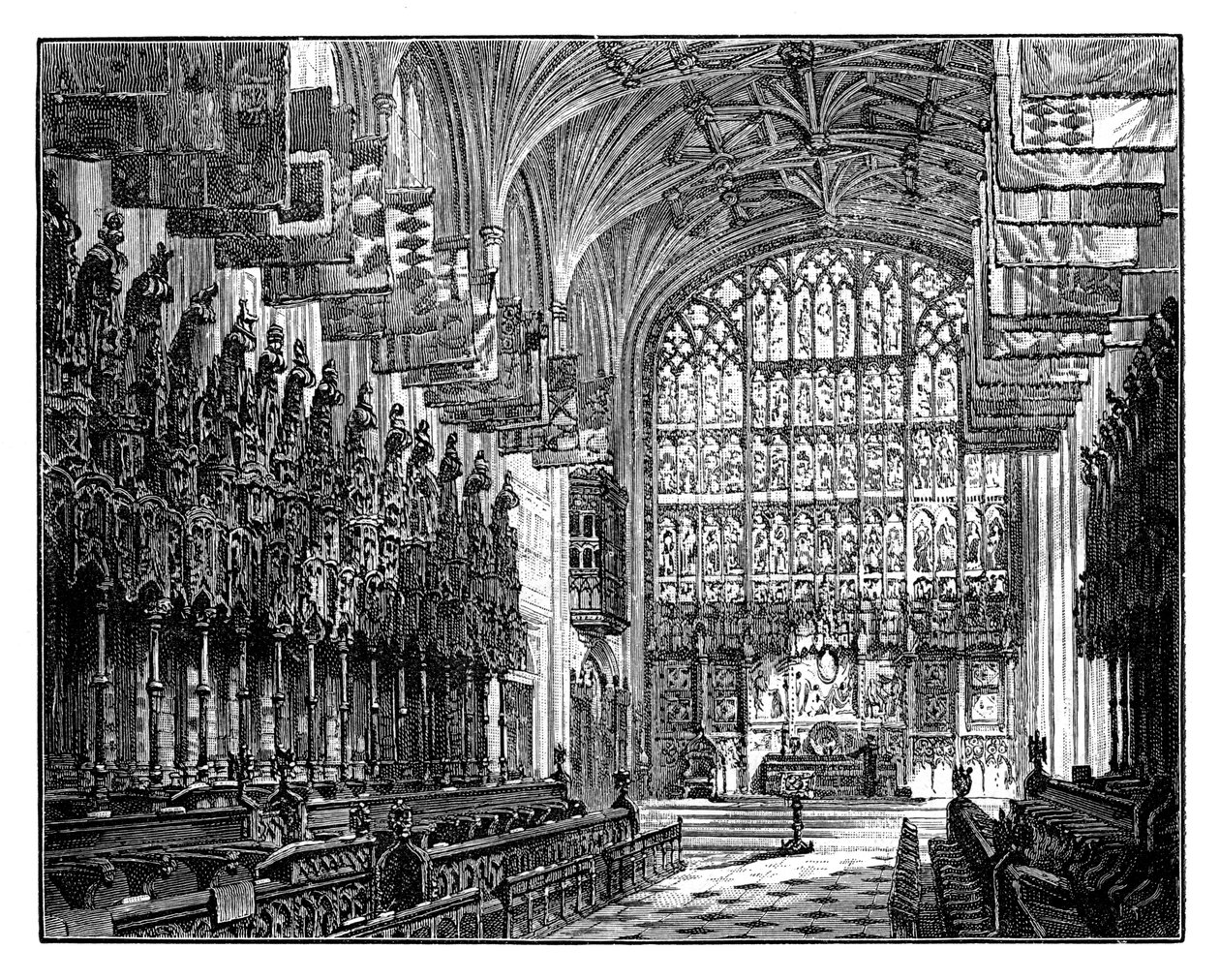 Capilla de San Jorge, Windsor, mostrando la Galería Real y el Altar de Unbekannt