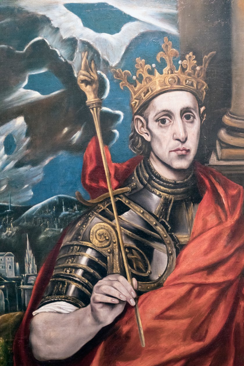 San Luis, Rey de Francia, por un seguidor de El Greco, exhibido en el museo El Greco, Toledo, Provincia de Toledo, Castilla-La Mancha, España de Unbekannt