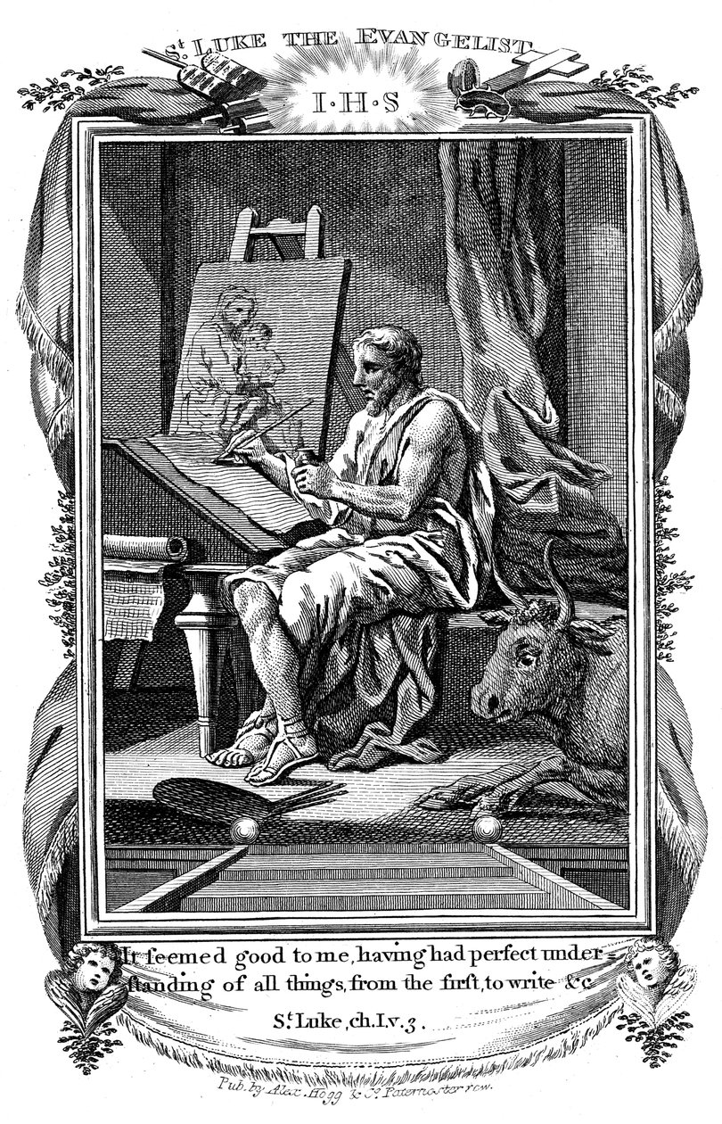 San Lucas el Evangelista escribiendo su evangelio, c1808 de Unbekannt