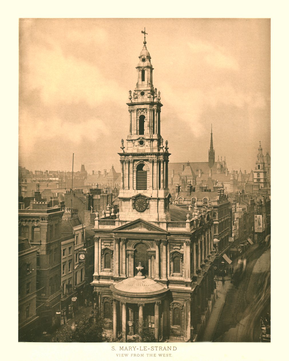 St Mary-le-Strand, vista desde el oeste, mediados-finales del siglo XIX de Unbekannt