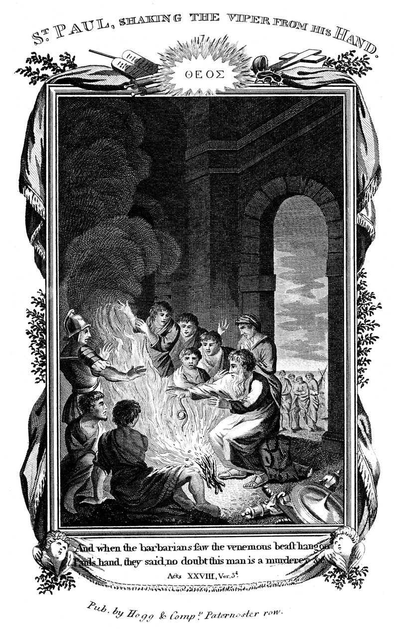 San Pablo el Apóstol sacudiendo la víbora de su mano, c1808 de Unbekannt