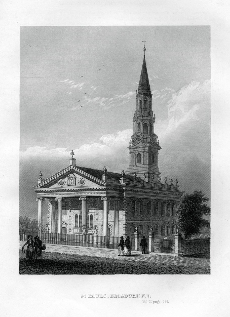 Capilla de San Pablo, Broadway, Nueva York, 1855 de Unbekannt