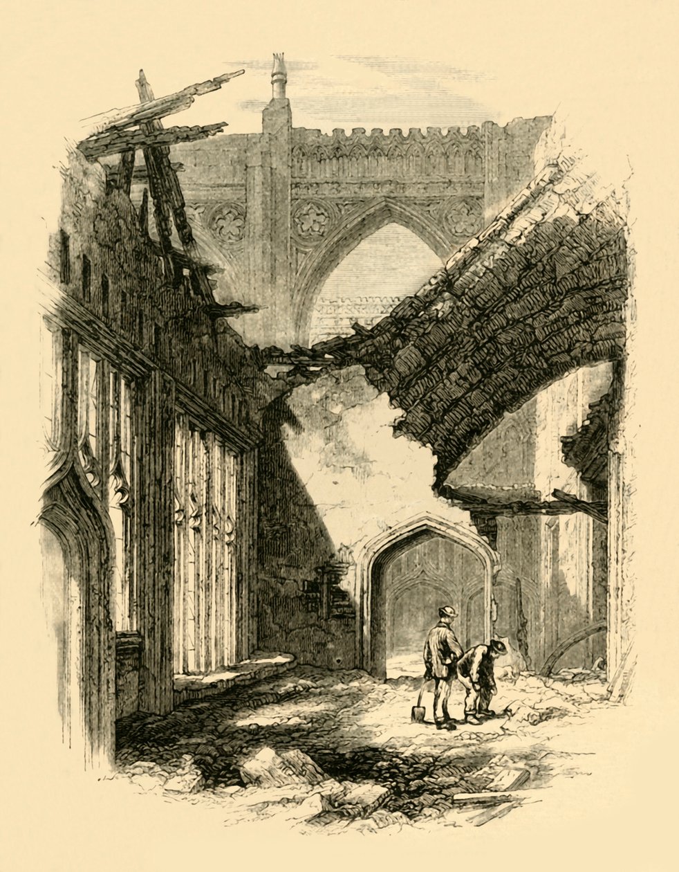 Capilla de San Esteban. - Interior después del Incendio, 1881 de Unbekannt