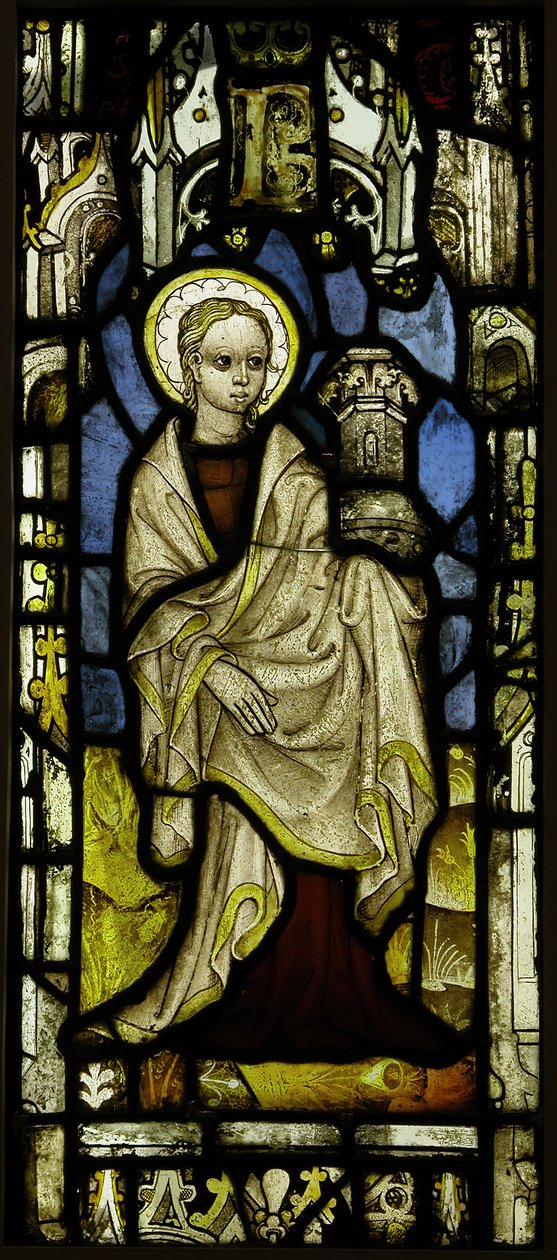 Panel de vidrieras con Santa Bárbara, británico, ca. 1450 de Unbekannt