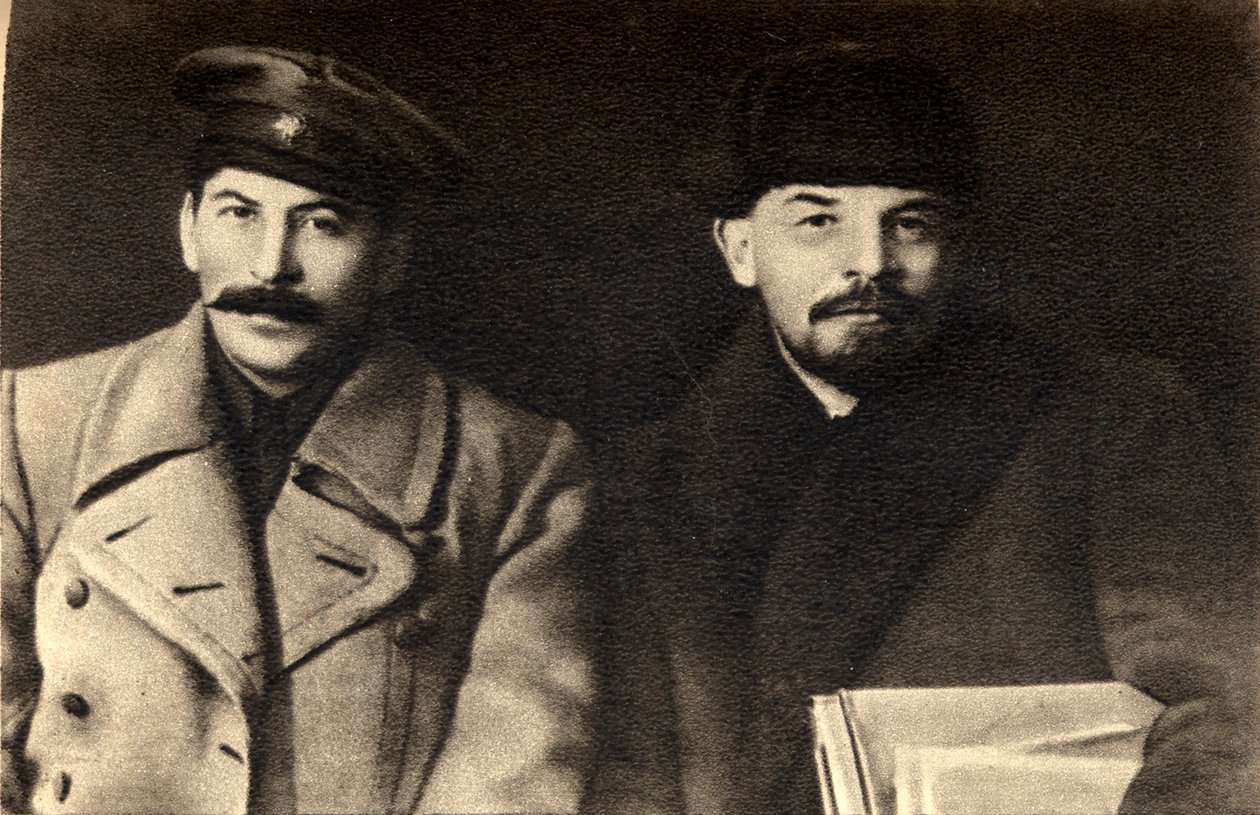 Stalin y Lenin, líderes revolucionarios bolcheviques rusos, Moscú, Rusia, 1919 de Unbekannt